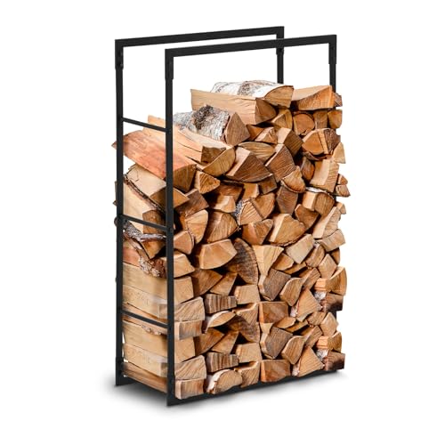 Hillvert HI-FWR-004 Kaminholzregal für bis zu 30 kg Holz 30 kg - 60 x 23 x 100 cm Stahl schwarz beschichtet Brennholzregal Kaminholzständer Feuerholzregal Kamin Holzlager von Hillvert