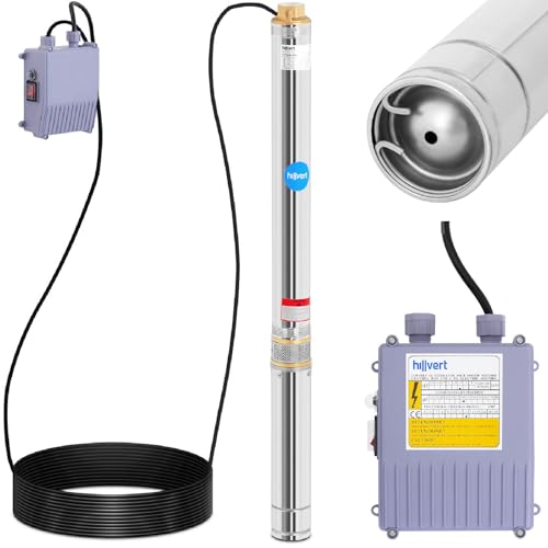 hillvert HT-ROBSON-SP1100-93 Brunnenpumpe 5.580 l/h 1.100 W 93 m Sandgehalt max. 25% Garten Tiefbrunnenpumpe Unterwasserpumpe von Hillvert