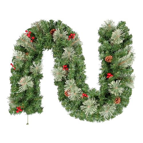 1,8 m/6 Fuß Künstliche Weihnachtsgirlande mit Tannenzapfen, Roten Beeren, Grünen Rattangirlanden, Weihnachtliche Hängetreppe/Fenster/Kamin/Wand Weihnachtsdekoration 1,8 m/6 Fuß Künstliche Weihnachtsgirlande mit Tannenzapfen, Roten Beeren, Grünen Rattangirlanden, Weihnachtliche Hängetreppe/Fenster/Kamin/Wand Weihnachtsdekoration von himaly