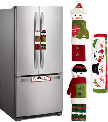 3-teiliges Set mit weihnachtlichen Schneemann-Kühlschrank-Türgriff-Abdeckungen für Gerätegriffe, Weihnachtsdekoration, passend für Standardgröße, Küche, Kühlschrank, Mikrowelle oder Spülmaschine von himmel