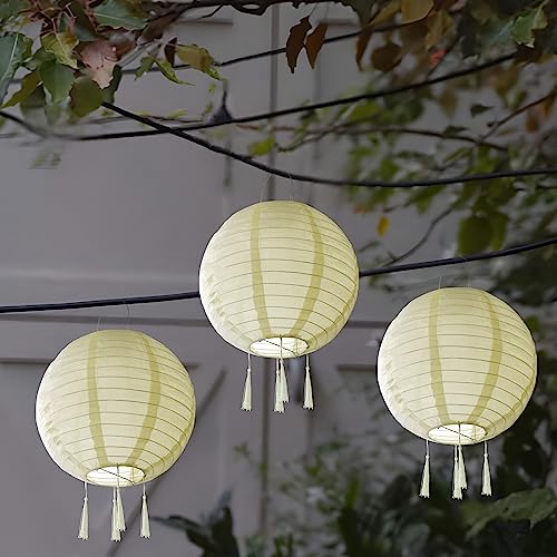 Solar Lampions Außen Wetterfest，Himmel 3 Stücke Solar LED Laterne Wasserdicht Nylon Hängende Gartenlaterne 30cm solarlampions für außen Garten, Halloween Fest Deko (Beige) [Energieklasse A++] von himmel