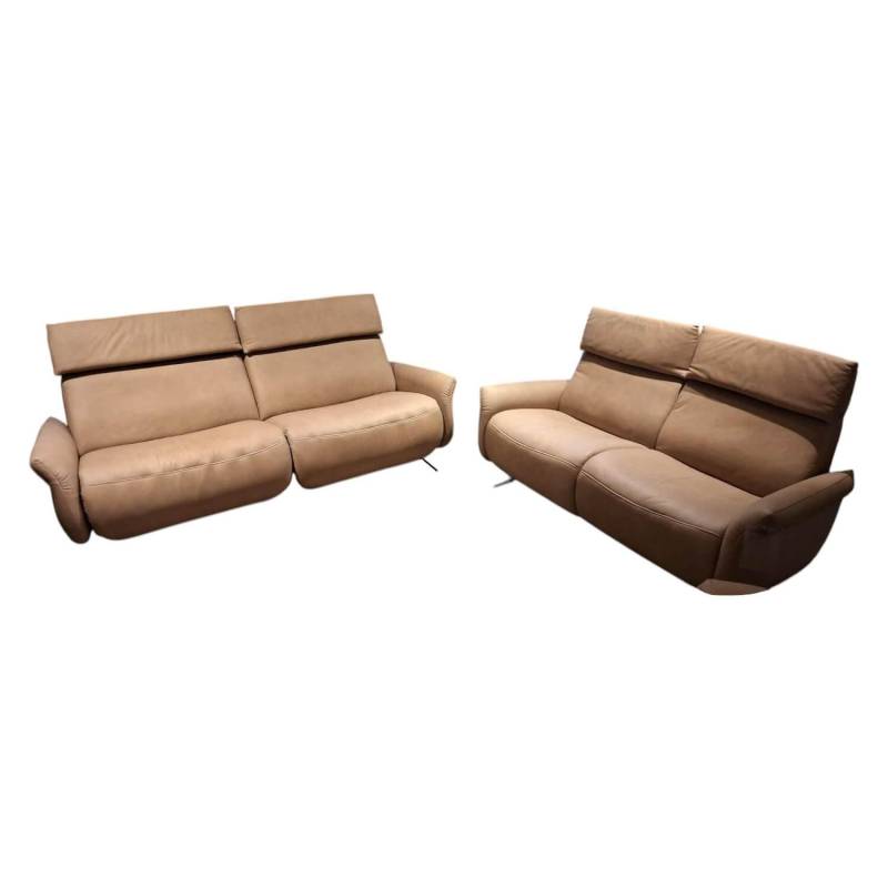 2er Set Sofa 4151 Leder 27 Leonessa Desert Beige Metallkufe Anthrazit Mit Motori... von himolla