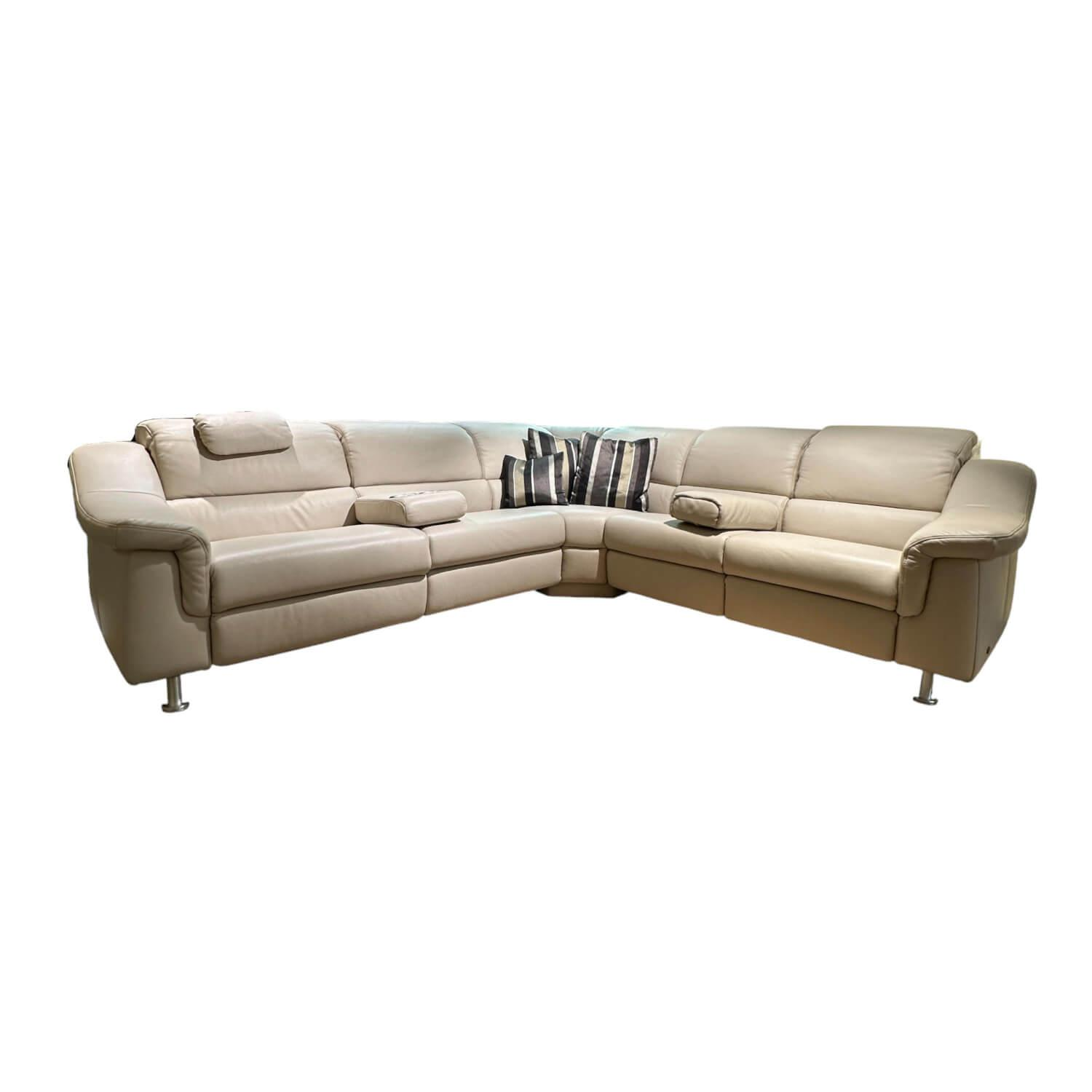 Ecksofa 1320 CM Bezug Leder 24 Longru Nebel Grau Füße Kunststoff Alufarbig Grau ... von himolla