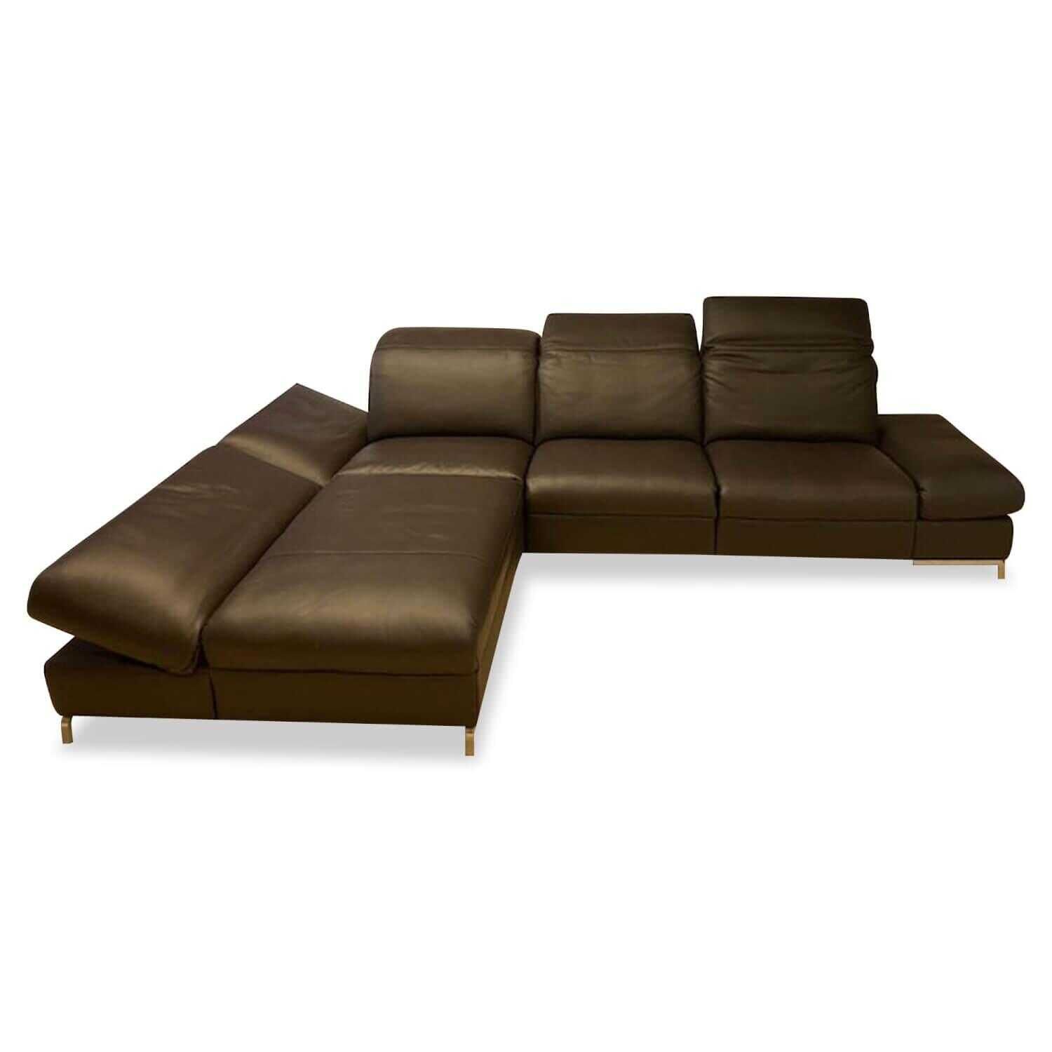 Ecksofa 1510 Leder Longlife Caffee 2 Sitze elektrisch verstellbar von himolla