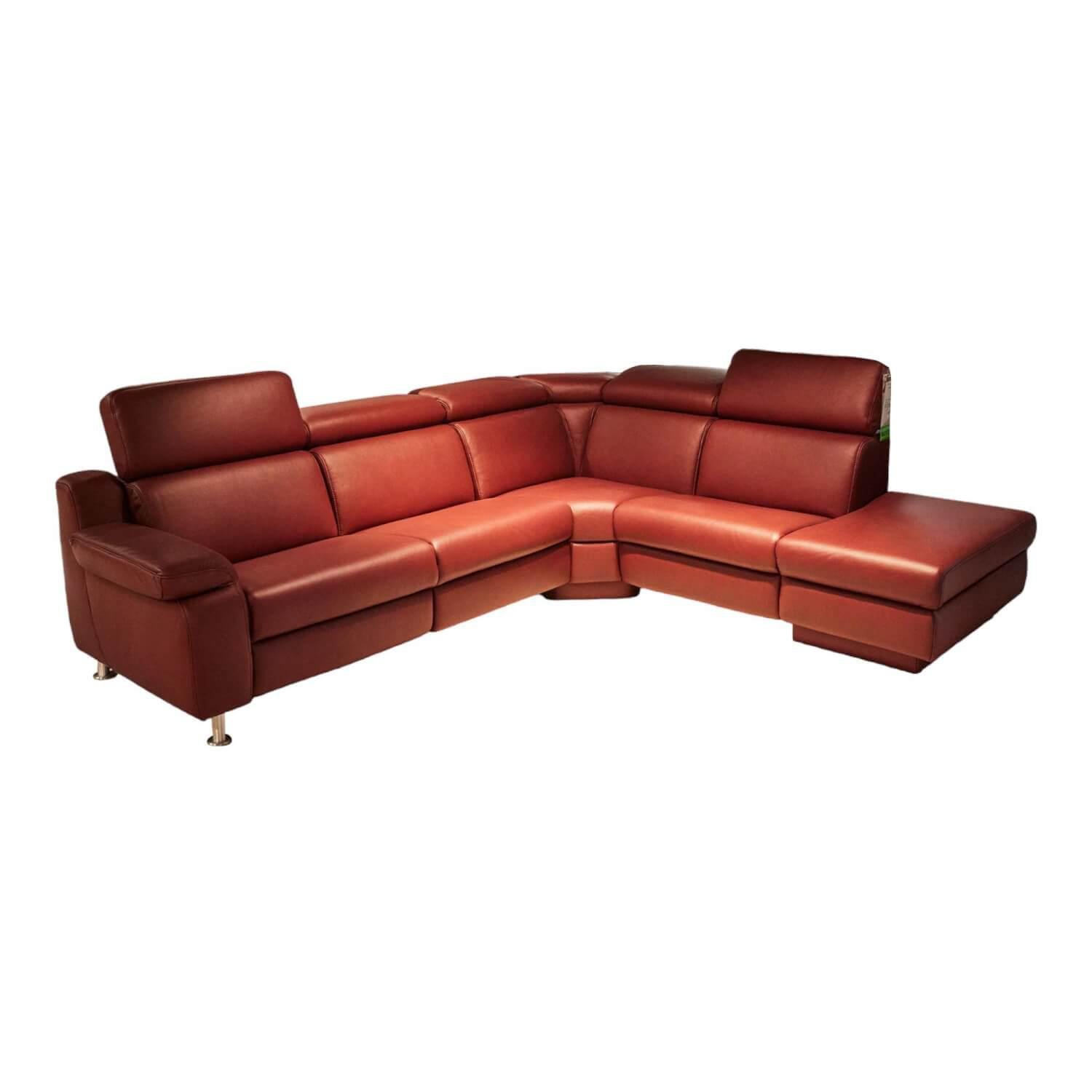 Ecksofa 1832 CM Bezug Leder Longlife Rustika Barolo Rot Mit Elektrischer Relaxfu... von himolla