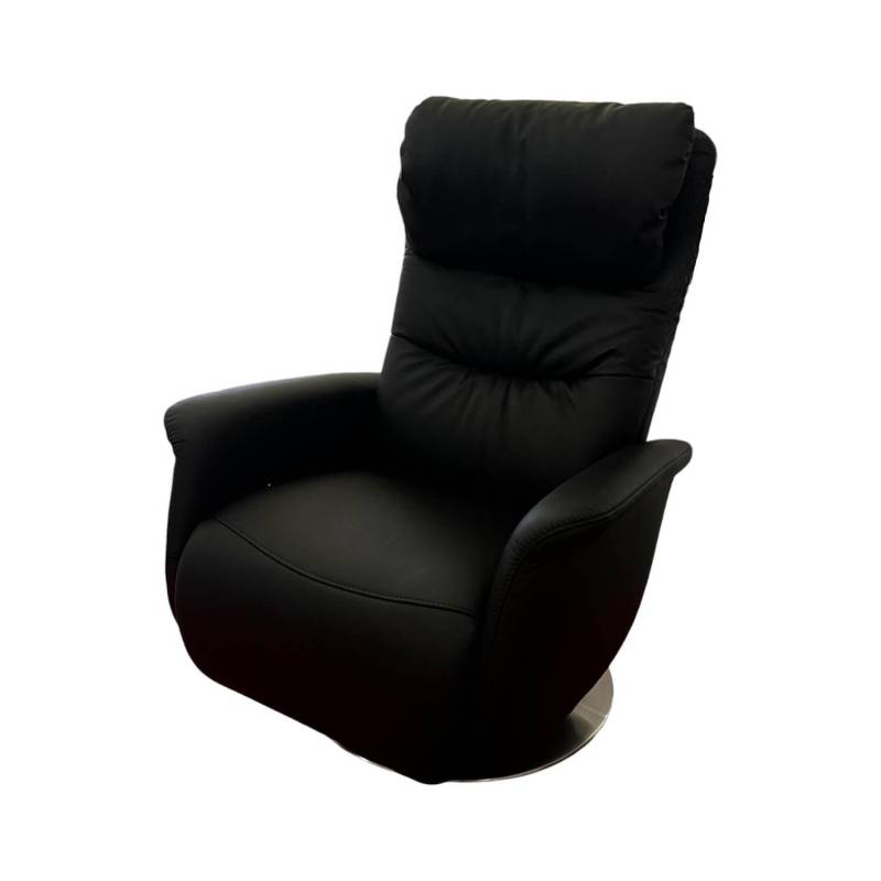 TV Sessel Hanny Leder 71 Torro Noir Schwarz Teller Edelstahloptik Mit Gewichtsve... von himolla