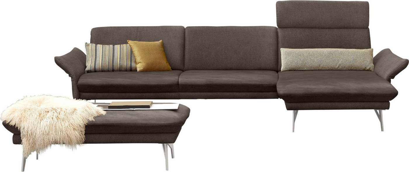 himolla Ecksofa 1928, mit Hocker, Füße Edelstahloptik von himolla