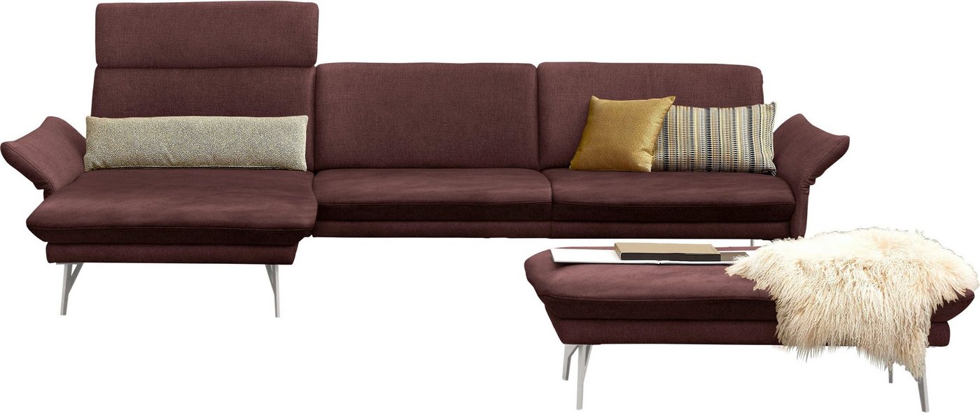 himolla Ecksofa 1928, mit Hocker, Füße Edelstahloptik von himolla