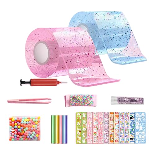 hindraem DIY Blasenblasen Set, superelastische Blasen und einzigartige Designs, einfach und unterhaltsam für alle Altersgruppen, in Stroh stecken und selbst basteln, Typ+1 von hindraem