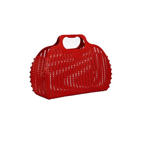 hip distribution Ay-Kasa Die originale wiederverwendbare Einkaufstasche, faltbare und zusammenklappbare Korbtasche, Jelly Bag geeignet als Einkaufstasche/Strandtasche, wasserfest (S, Red) von hip distribution