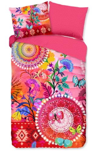 HIP Satin Wende-Bettwäsche GISELAH 135 cm x 200 cm pink-bunt von hip