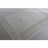 Vintage Lucite Zeitungsständer Mid Century Modern Caddy Klar Magazinhalter Mit Deutlichen Buch Rack Griffhalter Mitte Cent Mod von hiphuggie