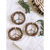 Peace Zeichen Weihnachtsschmuck - Kranz Neutral Hippie Boho Stil Weihnachtsbaum Dekoration & Franse Peace Zeichen Weihnachtsschmuck - Kranz Neutral Hippie Boho Stil Weihnachtsbaum Dekoration & Franse von hippieandfringe