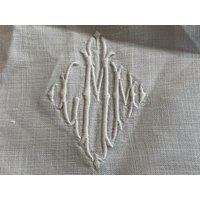 Antike Vintage Bestickt Monogramm Leinen/44 X 17, 5" > Weiß Auf Weißen Läufer Oder Schein-> Gmm Initialen Wunderschönen Stoff Für Die von historyofagirl