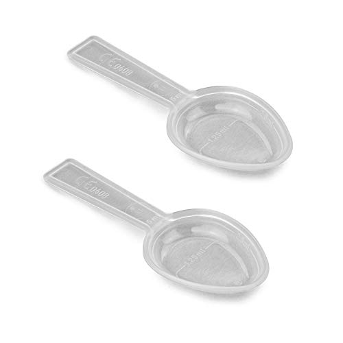 2x Kunststoff Messlöffel/Dosierlöffel - 5 ml - transparent - 1,25/2,5/5 ml von hitools