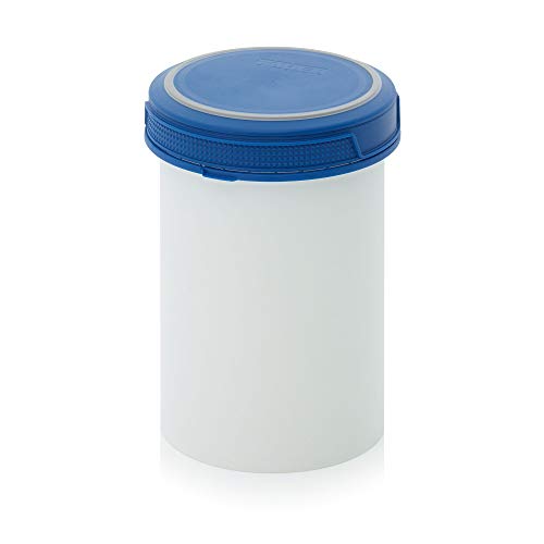 Schraubdose - 1000 ml - Deckel mit Abreißring - lebensmittelecht, wasserdampfdicht - Kunststoff weiß/blau von hitools