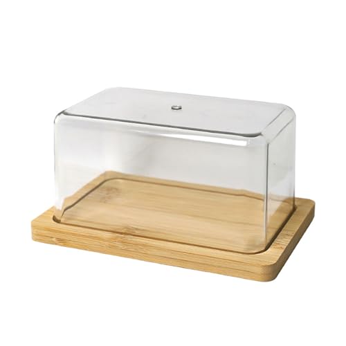 Bambus butter platte mit transparentem Acryl deckel Küchen behälter, Butter, Geschirr von hiwhale