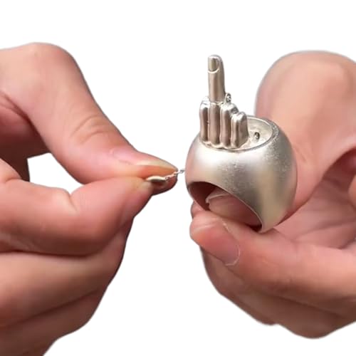 hiwhale Parodie Kreative Lustige Ring Vertikaler Mittelfinger Ring Silber Matte Textur Nische Spaß Paar Geschenke von hiwhale