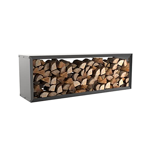 hiyard Holzlager | Wooker wide 149 x 49 cm | Kaminholzregal | Brennholzregal | Made in Germany | rostbraun | mattschwarz (mattschwarz) von hiyard