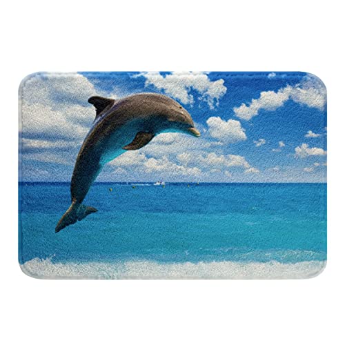 Fußmatte Delfin Badezimmerteppich Weiche Badteppich Waschbar Duschvorleger Für Küche Toilette Schlafzimmer 40X60Cm von hjdkhfjkd