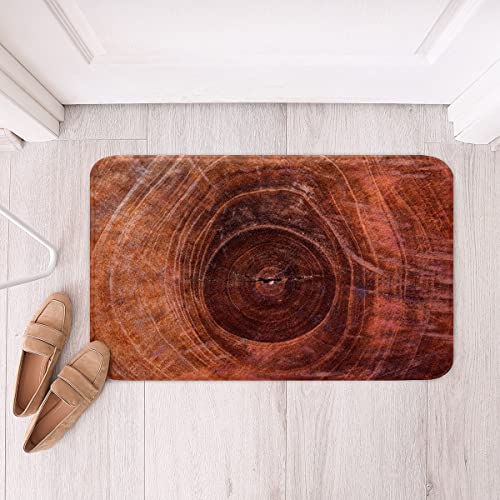 Fußmatte Holzmuster Baumstumpf Kreis Streifen Duschvorleger rutschfest Badteppich Waschbar Badezimmerteppich Für Küche Schlafzimmer Wäscherei 40X60Cm von hjdkhfjkd