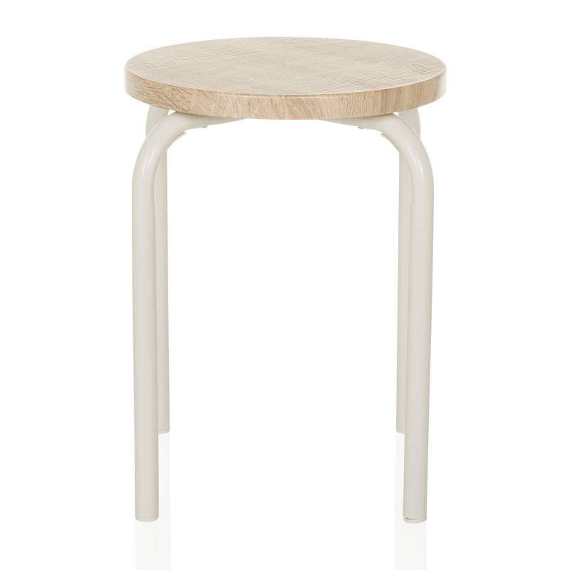 Hjh Living Alranda Metall Mdf Weiß Eiche Stapelhocker Sitzhocker Hocker B-Ware von hjh LIVING