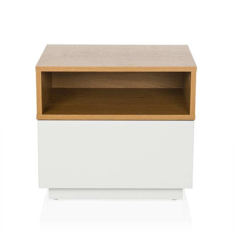 Hjh Living Beistelltisch Nachttisch Melmo Weiß Eiche Stauraum Möbel 50x40x45 Cm B-Ware von hjh LIVING