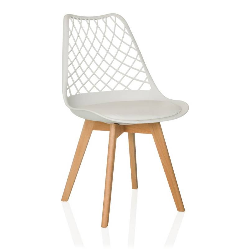 Hjh Living Scandi Hol Schalenstuhl Esszimmerstuhl Stuhl Weiß Holz Esszimmer B-Ware von hjh LIVING