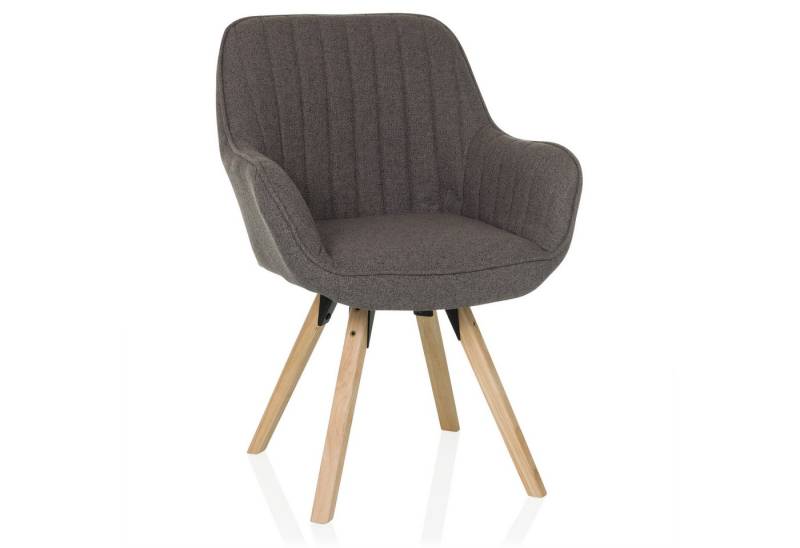 hjh LIVING Esszimmerstuhl Polsterstuhl SCANDI SOFT Stoff mit Armlehnen (1 St), Stuhl im Scandi-Look, Sitz drehbar, bequem gepolstert, Holzfußkreuz von hjh LIVING