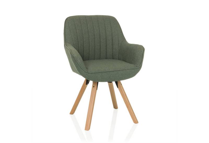 hjh LIVING Esszimmerstuhl Polsterstuhl SCANDI SOFT Stoff mit Armlehnen (1 St), Stuhl im Scandi-Look, Sitz drehbar, bequem gepolstert, Holzfußkreuz von hjh LIVING