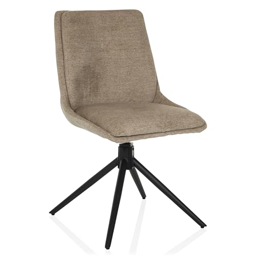 hjh LIVING Esszimmerstuhl drehbar TARVISO I Küchenstuhl Drehstuhl mit Metallbeinen, Moderner Polsterstuhl, weicher Stoffbezug, Beige von hjh LIVING