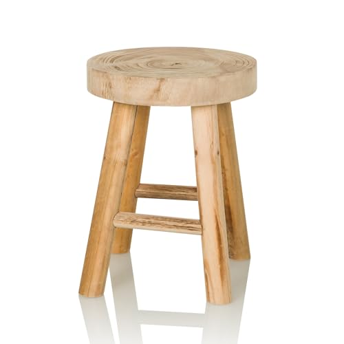 hjh LIVING Hocker aus massiven Holz RUSTIKO W Stabiler Holzhocker Sitzhocker im Skandi-Look, Blumenhocker aus Paulownia-Holz von hjh LIVING