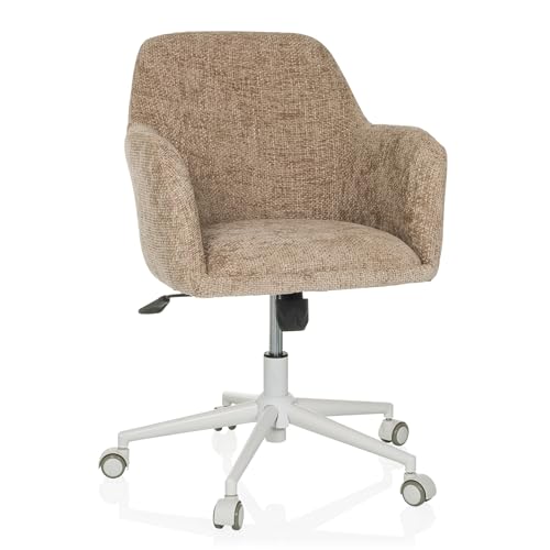 hjh LIVING Homeoffice Stuhl gepolstert SOLAO Home Schreibtischstuhl Drehstuhl höhenverstellbar, Wippfunktion, Stoff Beige von hjh LIVING
