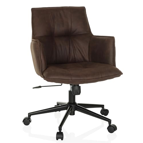 hjh LIVING Homeoffice Stuhl gepolstert SOLAO Life Schreibtischstuhl Drehstuhl höhenverstellbar, Stoffbezug Dunkelbraun von hjh LIVING