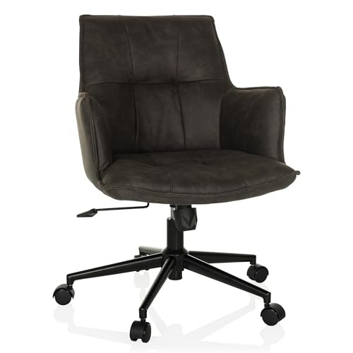 hjh LIVING Homeoffice Stuhl gepolstert SOLAO Life Schreibtischstuhl Drehstuhl höhenverstellbar, Stoffbezug Dunkelgrau von hjh LIVING