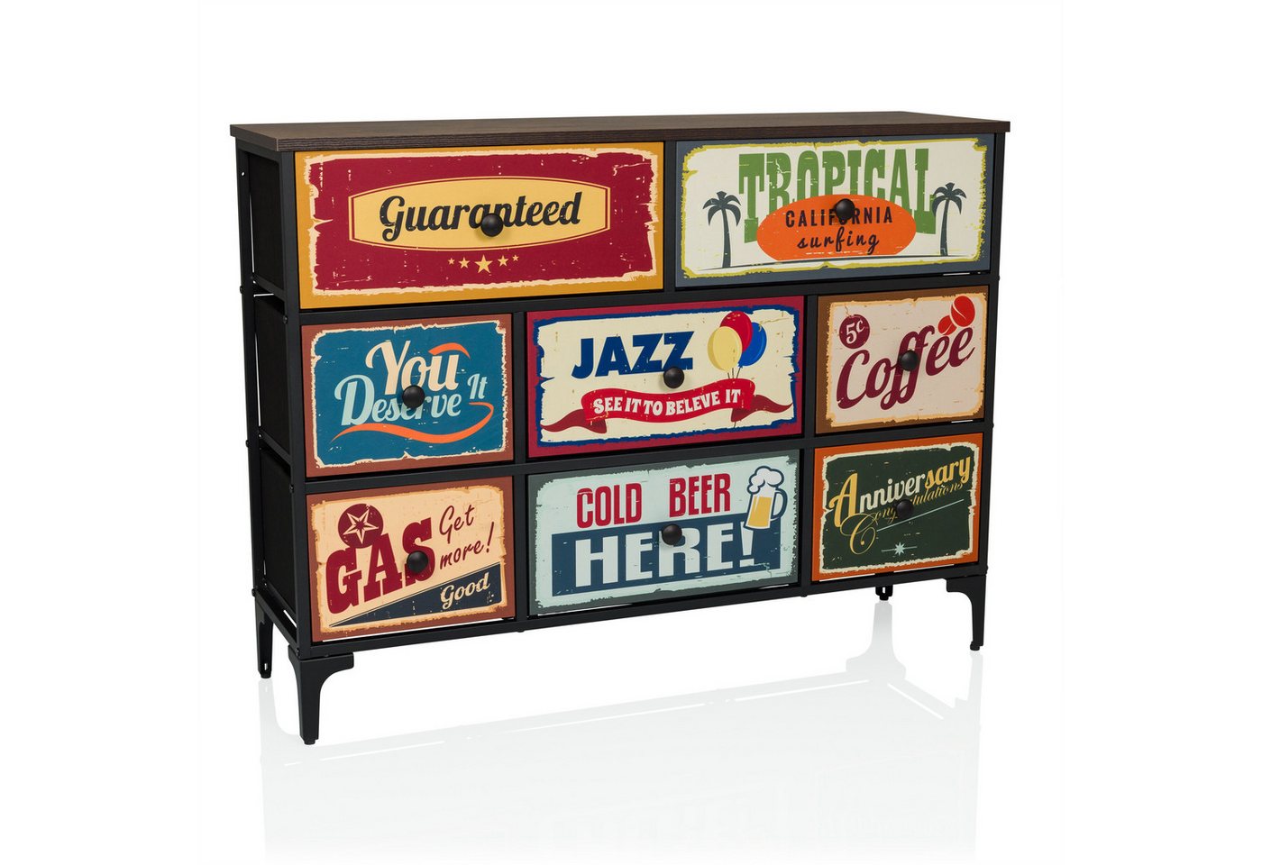 hjh LIVING Kommode AMERIKO B Sideboard H/B/T: 77.5 x 102.5 x 30.0 cm, Schubladenkommode im Vintage-Look mit 8 Schubladen, Retro Sideboard hjh LIVING Kommode AMERIKO B Sideboard H/B/T: 77.5 x 102.5 x 30.0 cm, Schubladenkommode im Vintage-Look mit 8 Schubladen, Retro Sideboard von hjh LIVING