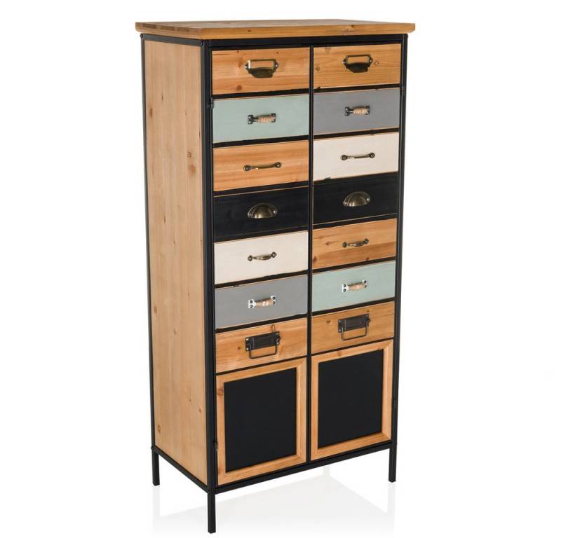 hjh LIVING Kommode CONTINENTO HIGH Sideboard H/B/T:, Highboard Schrank im Vintage-Stil mit Doppeltüre, Schubladenimitation von hjh LIVING