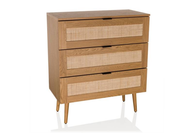 hjh LIVING Kommode BOHEO K Sideboard H/B/T: 90.0 x 80.0 x 40.0 cm, Schubladenkommode mit 3 Schubladen, Rattan, Boho-Style hjh LIVING Kommode BOHEO K Sideboard H/B/T: 90.0 x 80.0 x 40.0 cm, Schubladenkommode mit 3 Schubladen, Rattan, Boho-Style von hjh LIVING