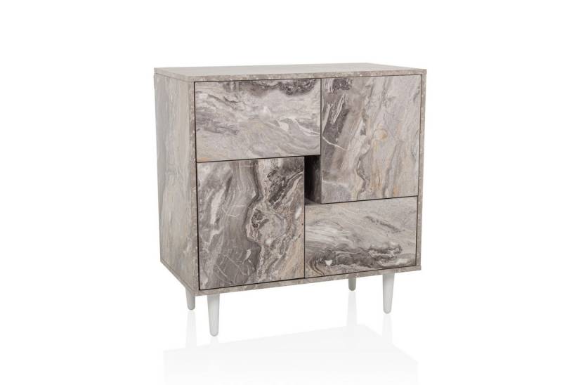 hjh LIVING Kommode LYKKJA Sideboard H/B/T: 77.0 x 72.0 x 39.5 cm, Sideboard mit 2 Schubladen und 2 Türen, Modernes Design, Grifflos von hjh LIVING
