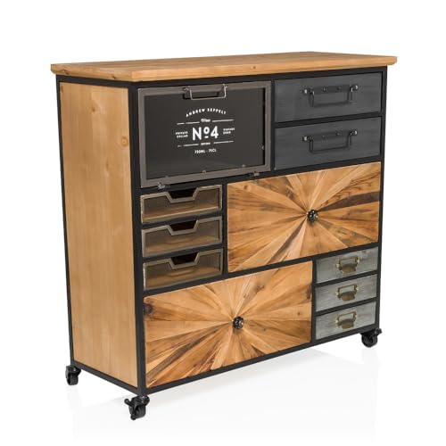 hjh LIVING Kommode mit 11 Fächern, inkl. Rollen CONTINENTO XL Aufbewahrungsschrank Anrichte für Küche Wohnzimmer Esszimmer, 88 x 34 x 84 cm von hjh LIVING