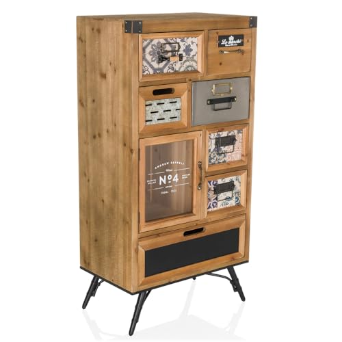 hjh LIVING Kommode mit 8 Fächern, Holz/Metall CONTINENTO S Aufbewahrungsschrank für Wohnzimmer Schlafzimmer Flur, 53 x 32 x 104 cm von hjh LIVING