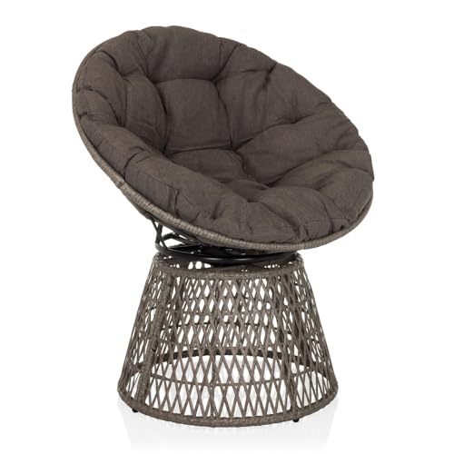 hjh LIVING Papasansessel mit Kissen, Outdoor Drehsessel WEAVORA Rattan Loungesessel 360° drehbar für Garten Balkon Wohnzimmer, Grau hjh LIVING Papasansessel mit Kissen, Outdoor Drehsessel WEAVORA Rattan Loungesessel 360° drehbar für Garten Balkon Wohnzimmer, Grau von hjh LIVING