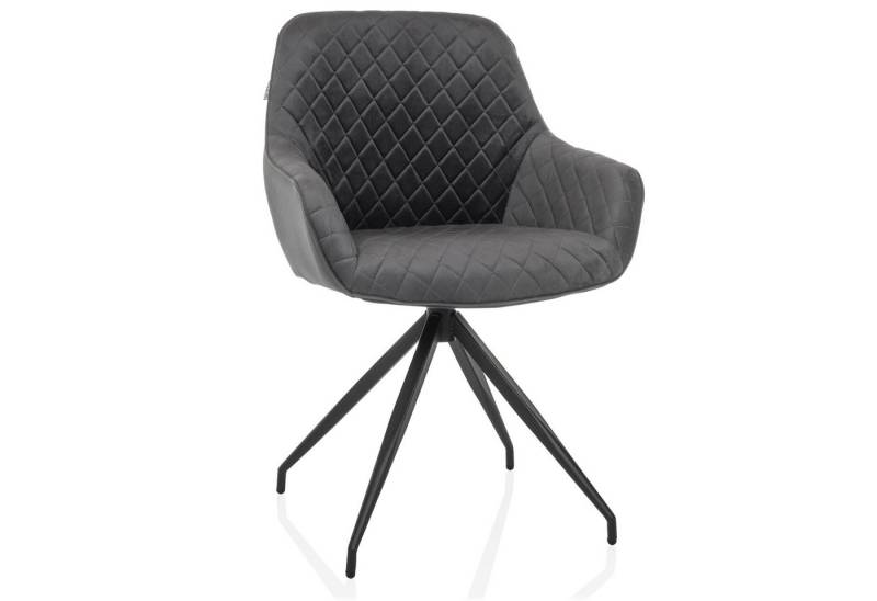 hjh LIVING Esszimmerstuhl Polsterstuhl ELVERUM Stoff (1 St), Samt Armlehnstuhl mit Metallbeine für Esszimmer Küche Wohnzimmer von hjh LIVING