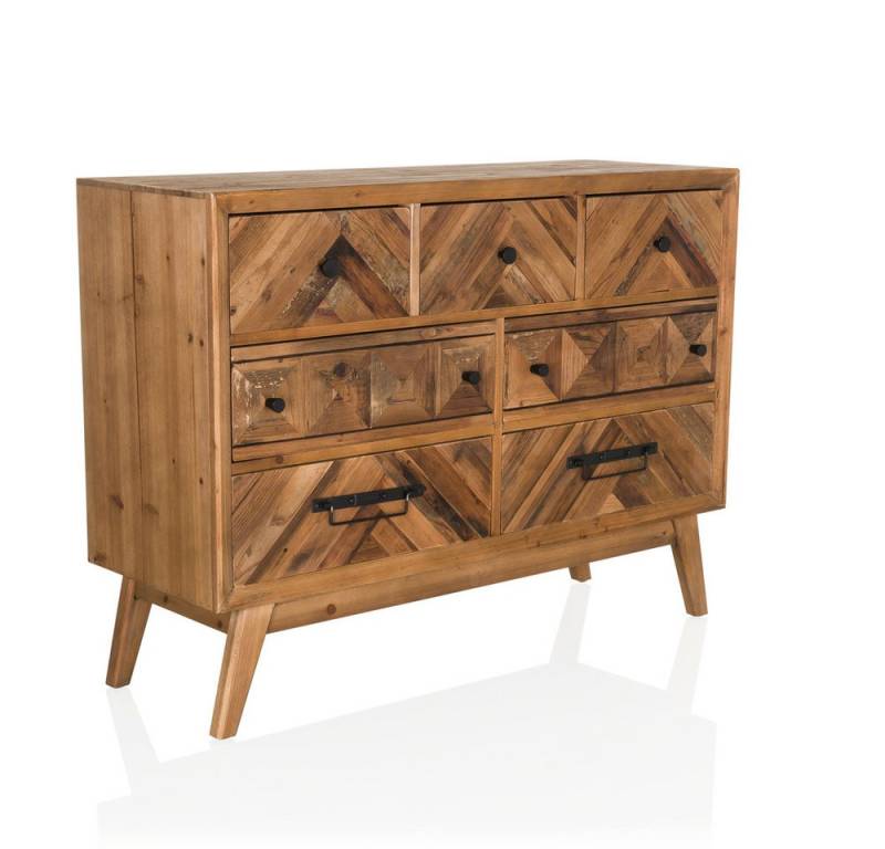 hjh LIVING Sideboard SANTJAGO WOOD XL Kommode H/B/T:, Kommode im Industrial-Stil, Schubladen in Fischgrät-Optik, Massiv Holz von hjh LIVING