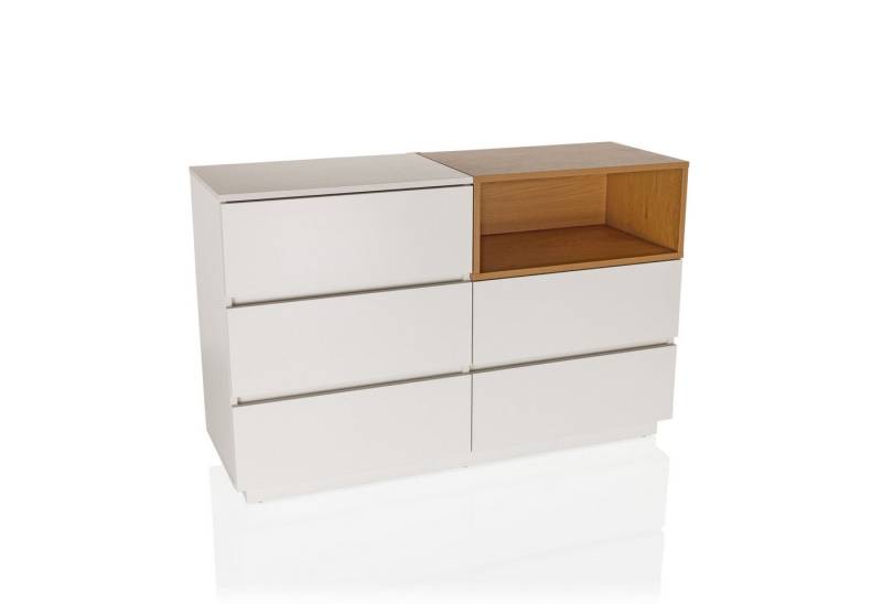 hjh LIVING Sideboard MELMO S Kommode H/B/T: 76.0 x 120.0 x 40.0 cm, Kommode mit fünf Schubladen und einem offenen Fach, griffloses Design von hjh LIVING