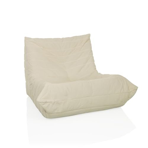hjh LIVING Sitzsack Bodensofa mit Rückenlehne SITZOLO Bequemer Bodenstuhl Sessel für Schlafzimmer Wohnzimmer, Cord-Stoff Beige von hjh LIVING