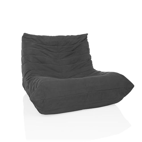 hjh LIVING Sitzsack Bodensofa mit Rückenlehne SITZOLO Bequemer Bodenstuhl Sessel für Schlafzimmer Wohnzimmer, Cord-Stoff Dunkelgrau von hjh LIVING