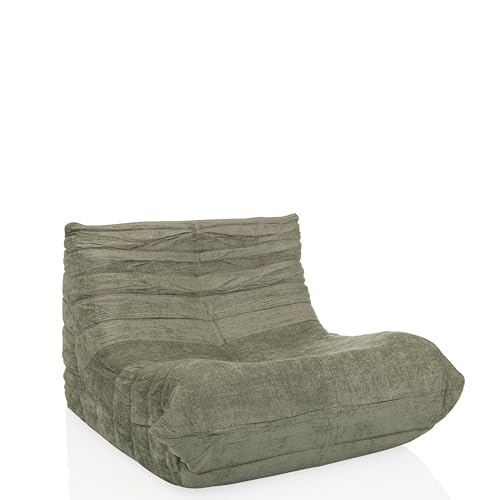 hjh LIVING Sitzsack Bodensofa mit Rückenlehne SITZOLO Bequemer Bodenstuhl Sessel für Schlafzimmer Wohnzimmer, Stoff Salbei von hjh LIVING