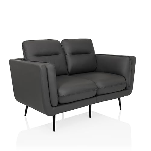 hjh LIVING Sofa 2-Sitzer VINTALUX Polstersofa Couch bequem gepolstert, Loungesofa mit Armlehnen für Büro Wohnzimmer, Grau von hjh LIVING