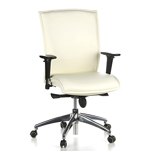 hjh OFFICE 600110 Chefsessel Murano 10 Leder Weiß Bürostuhl, mittelhohe Rückenlehne, verstellbare Armlehnen von hjh OFFICE